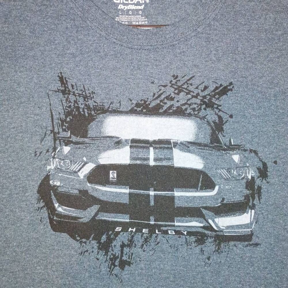 Shelby GT 350 T-shirt by Gildan Men's Large Blue/Grey